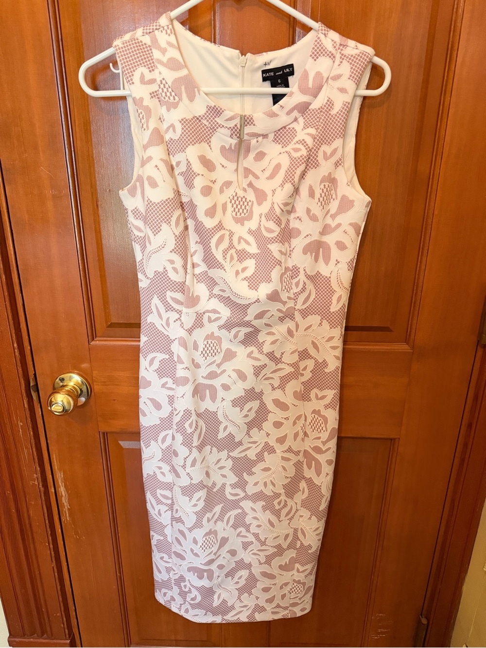 Kate and Lily Sleeveless Pink Floral Lace Sheath Dress